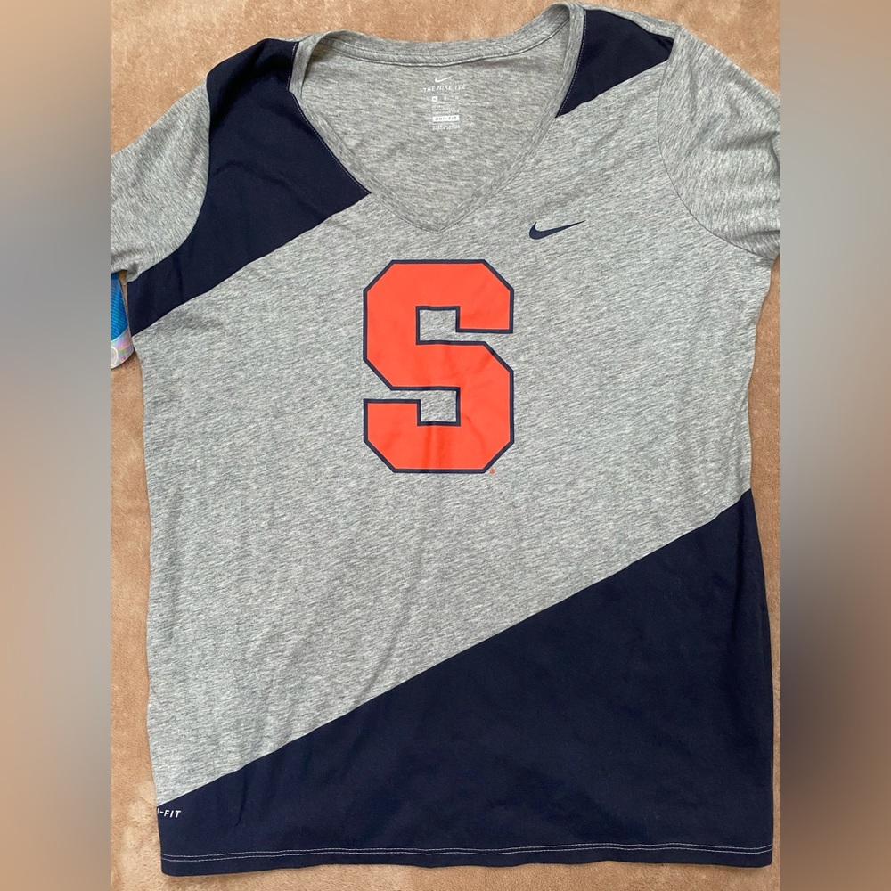 NWT Syracuse Nike Women's two-toned tee. Dry-fit. V-neck. New with tags.